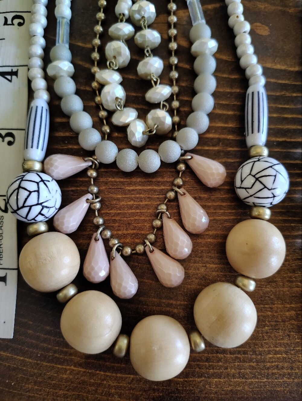 Plunder Bundle Of 2 Beige Multi-Strand Statement Necklaces - Picture 4 of 9